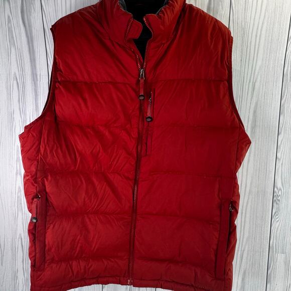 LL Bean XXL Goose Down Puffer Vest Rust 2XL Full Zip Pockets Comfy Warm - Picture 1 of 7